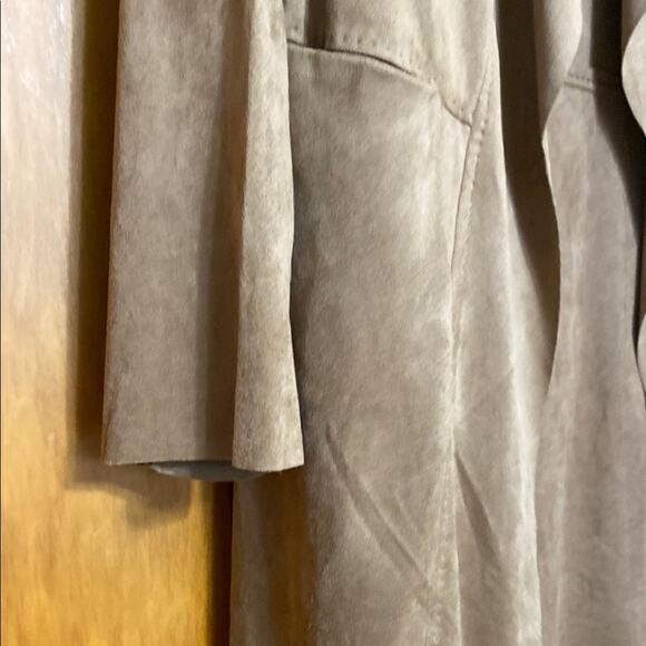 Max Studio NWT Light Brown Drape Front Long Jacket Waterfall Collar - S - Picture 5 of 8
